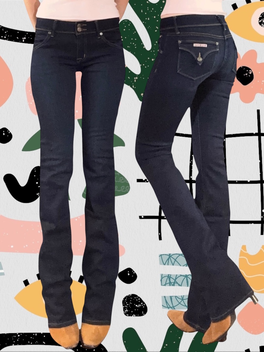 Hudson | Dark Blue Stretchy Mid Rise Bootcut Flap Pocket Jeans